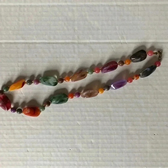 Vtg Marbled Beaded  Necklace - Picture 3 of 8